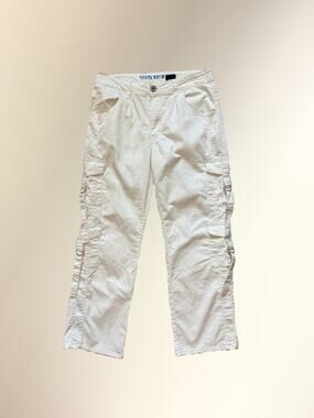Y2K VIP Jeans White Utility Cargo Pants Silver D-Ring Straight Leg Women's 9/10